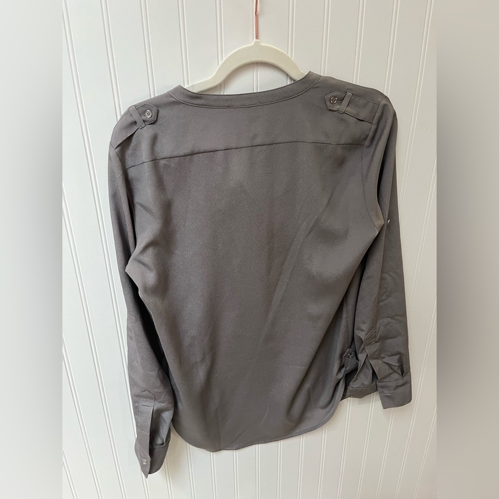 Calvin Klein Women's Modern Essentials Roll Tab Button Front Top